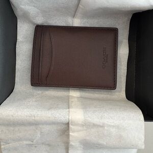 Coach Leather Card Holder with Money Clip - New in Box